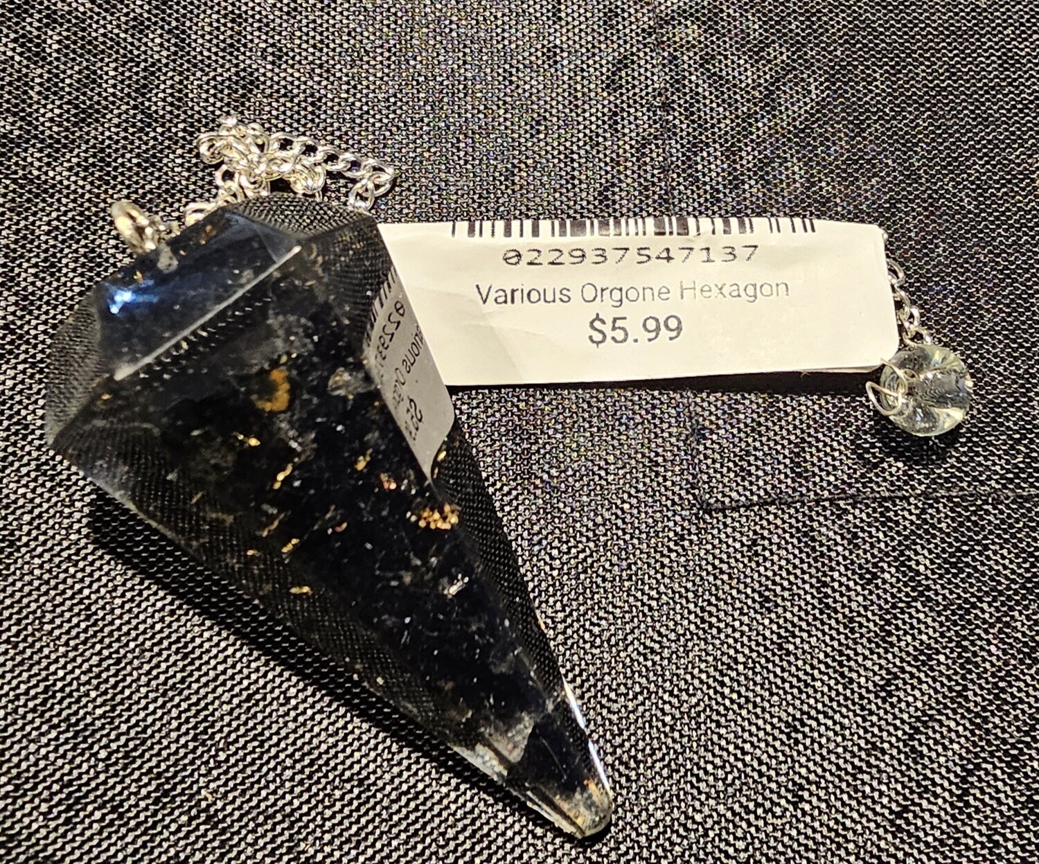 Black Tourmaline Orgone Hexagon Pendulum