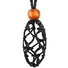 16&quot;L Black Cord Necklace w/ 1.5&quot; Woven Cage