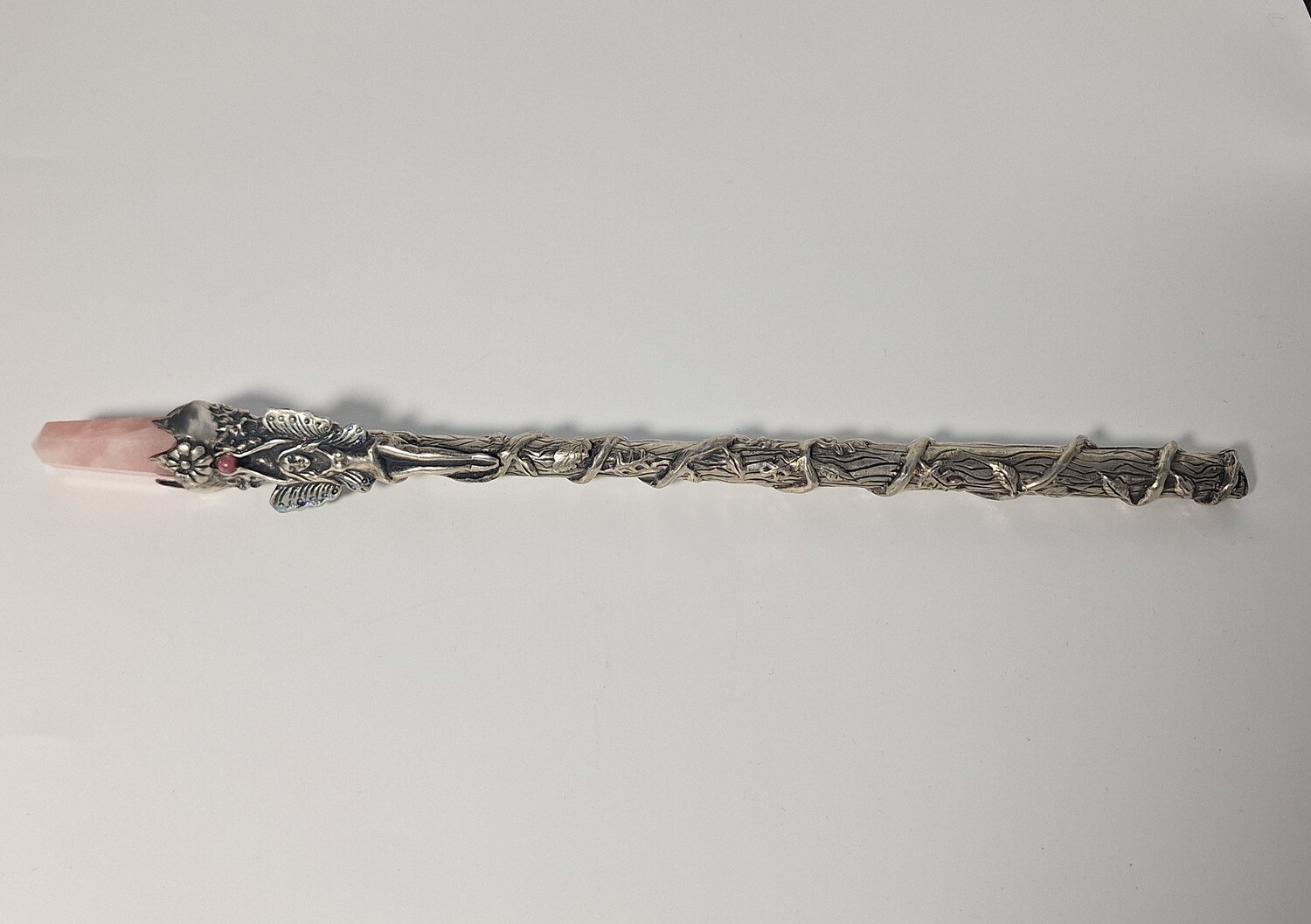 12&quot; Faery Light Wand With Rose Quartz Point