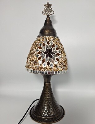 16&quot; Amber Tiffany Mushroom Turkish Mosaic Lamp