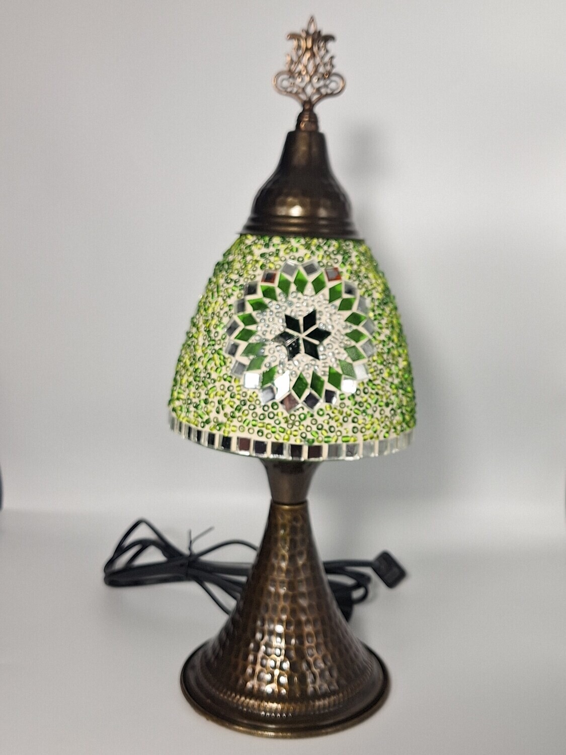16&quot; Green Tiffany Mushroom Turkish Mosaic Lamp