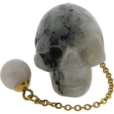 Rainbow Moonstone Skull Pendulum