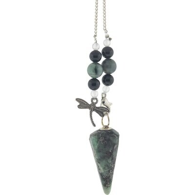 Emerald Hexagonal Dragonfly Pendulum