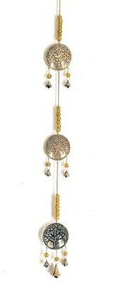 3 Tree of Life Brass Wind Chime w/ Beads 29&quot;L