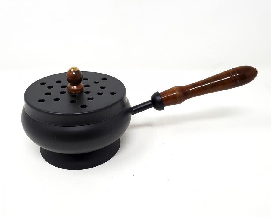 9&quot; Iron Charcoal Burner with Lid &amp; wood Handle