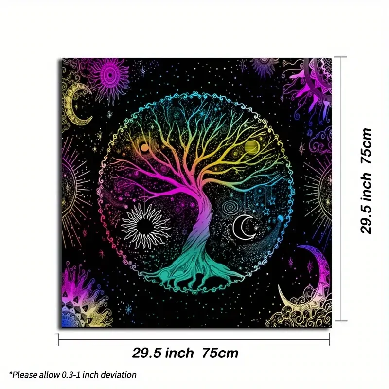 Colorful Tree Of Life, Sun &amp; Moon Divination Cloth