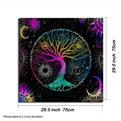 Colorful Tree Of Life, Sun &amp; Moon Divination Cloth