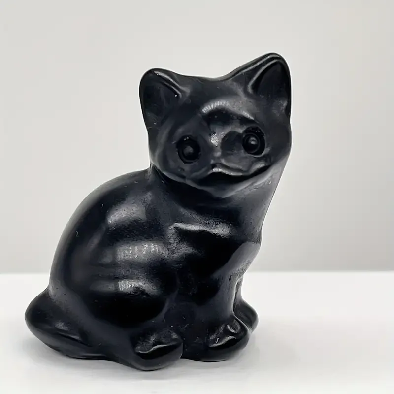 1.25&quot; Obsidian Sitting Cat