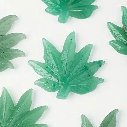 Green Aventurine Marijuana Leaf