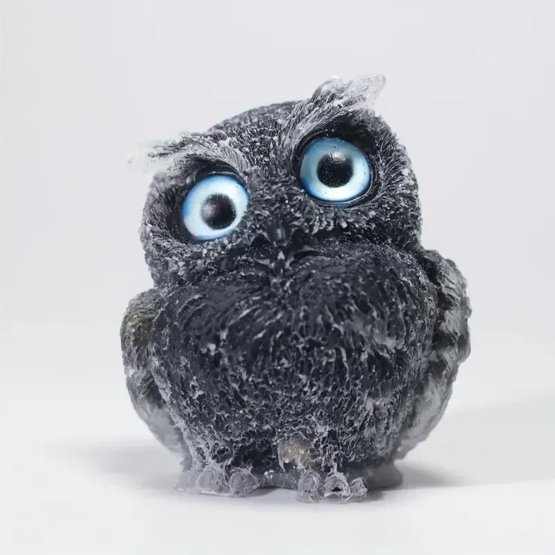 2.3&quot; Cute Resin &amp; Gemstone Owl