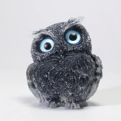 2.3&quot; Cute Resin &amp; Gemstone Owl