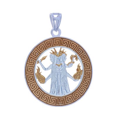 Hecate Gold Plated Greek God Pendant: Sterling