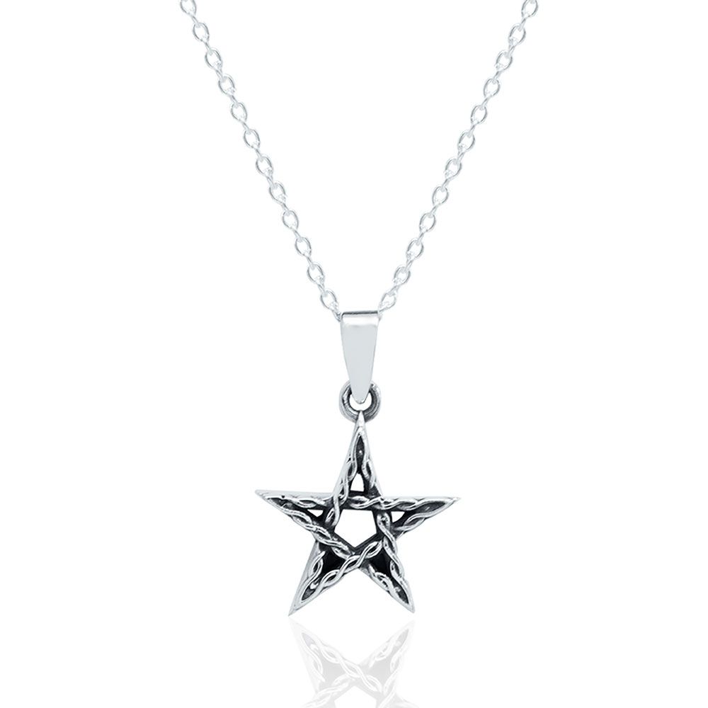 Sterling Celtic Night Pentacle Pendant w/ Chain