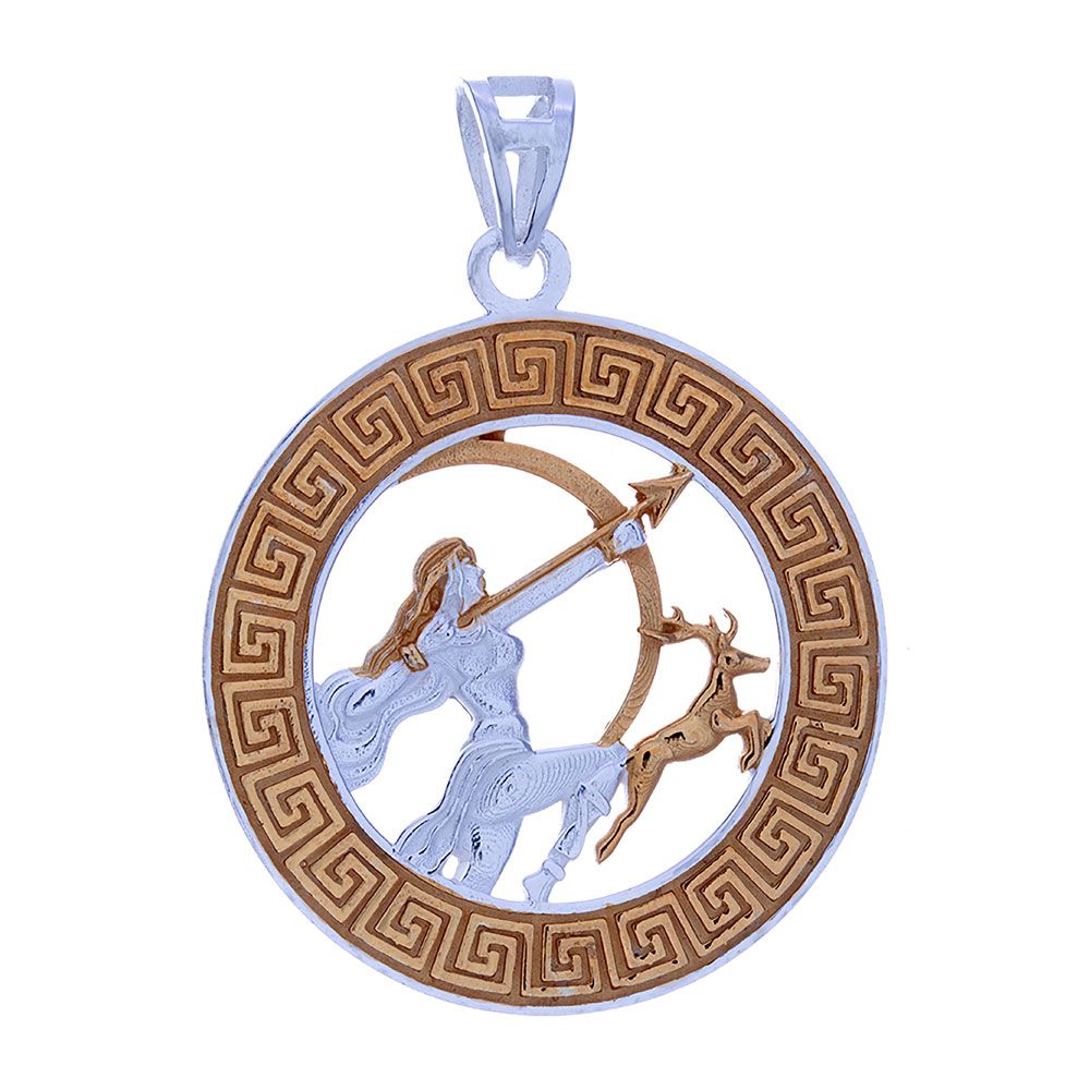 Sterling Gold Plated Greek God Pendant Artemis