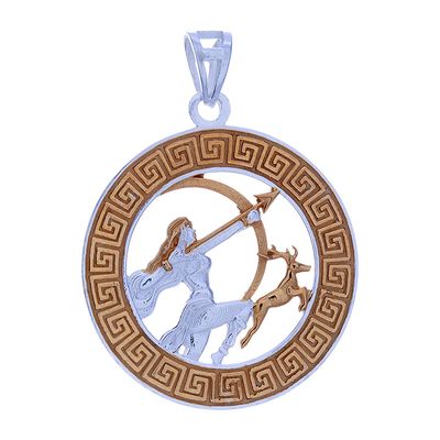 Sterling Gold Plated Greek God Pendant Artemis