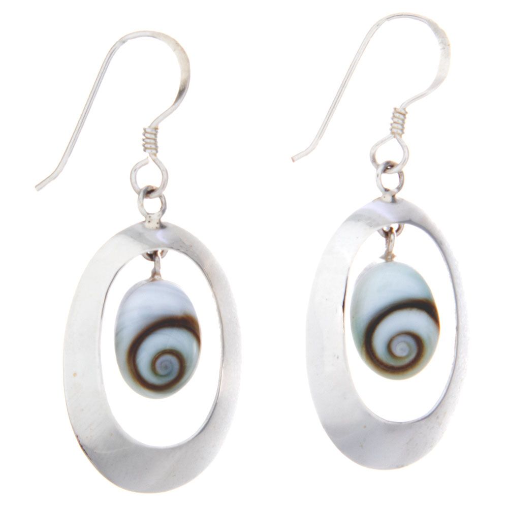 Sterling Shiva Eye Earrings: Oval Dangle