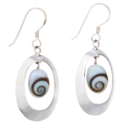 Sterling Shiva Eye Earrings: Oval Dangle