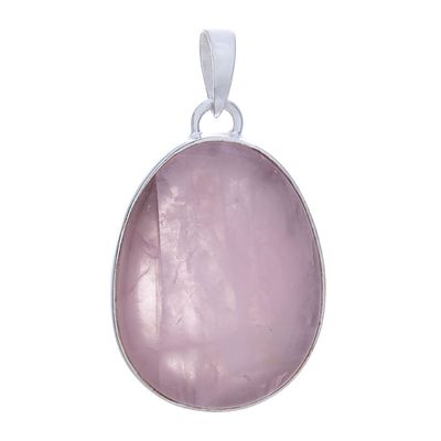 Sterling Rose Quartz Slice Pendant