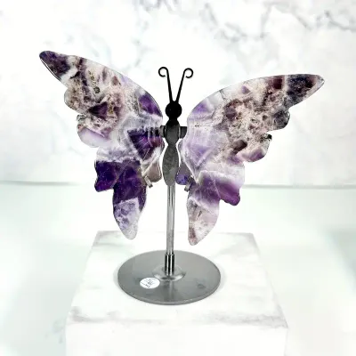 4&quot; Amethyst Butterfly W/ Stand