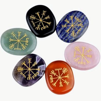 1.7&quot; Viking Rune Compass Worry Stone