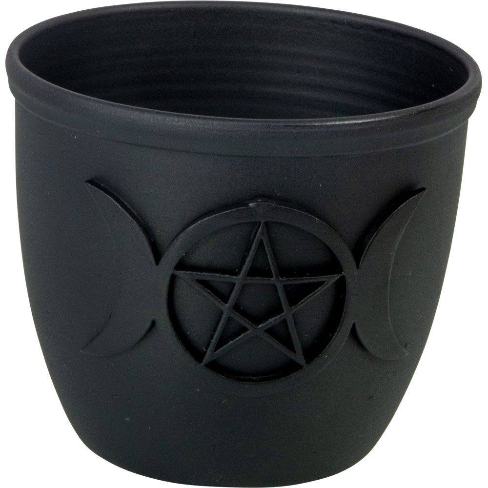 Triple Moon w/ Pentacle Metal Pot Mini Candle Holder