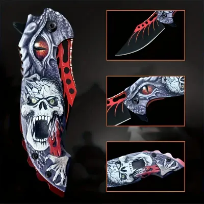 Skull/Dragon Eye Folding Knife