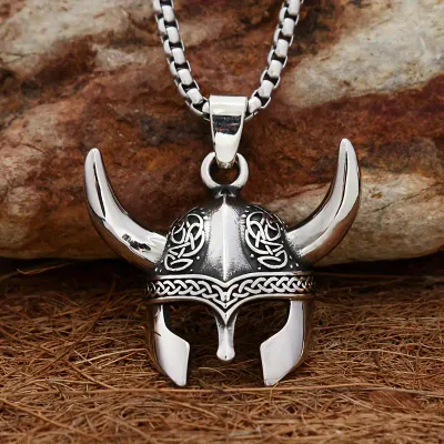 Viking Helmet Pendant &amp; Necklace