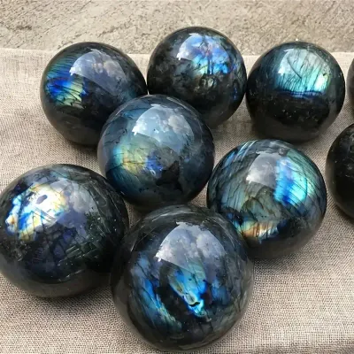 2" Labradorite Sphere W/ Wood Stand