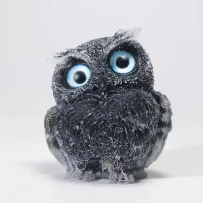 2.3" Cute Resin &amp; Gemstone Owl