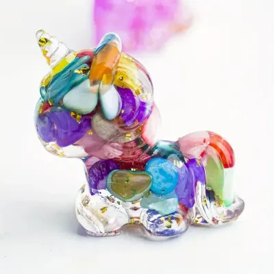 1.5" Colorful Shell &amp; Resin Unicorn