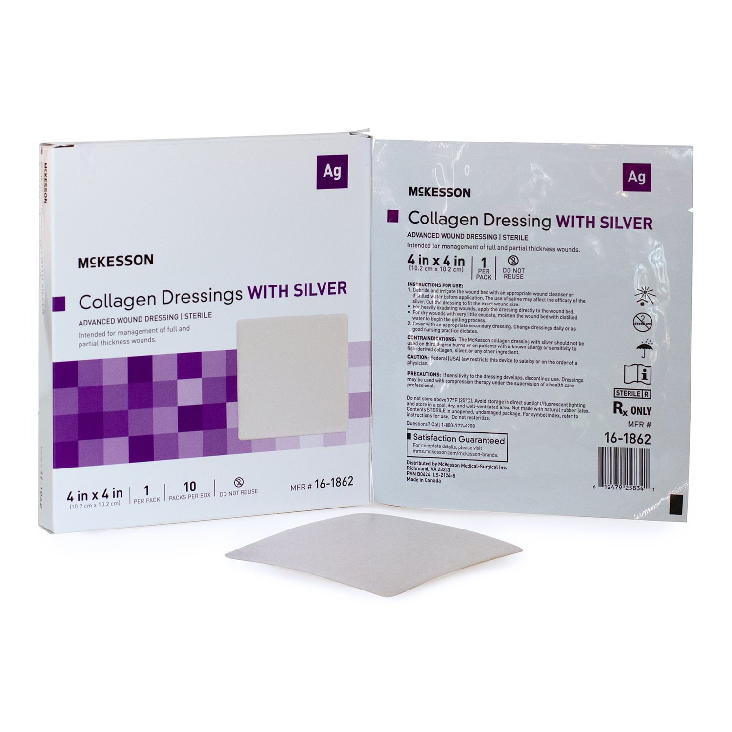 Silver Collagen Dressing McKesson 4 X 4
