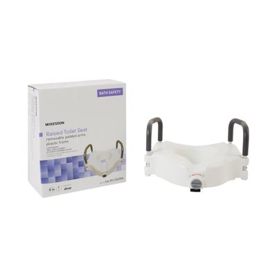 Mckesson Raised Locking Toilet Seats with Arms 5"