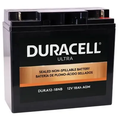 Duracell Ultra 12V 18AH General Purpose AGM Sealed Lead Acid Battery with M6 Nut and Bolt Terminals