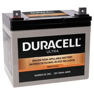 Duracell Ultra 12V 35AH Deep Cycle AGM Sealed Lead Acid (SLA) Battery with J Terminals
