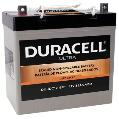 Duracell Ultra 12V 55AH Deep Cycle AGM Sealed Lead Acid Duracell Ultra 12V 55AH Deep Cycle AGM Sealed Lead Acid
