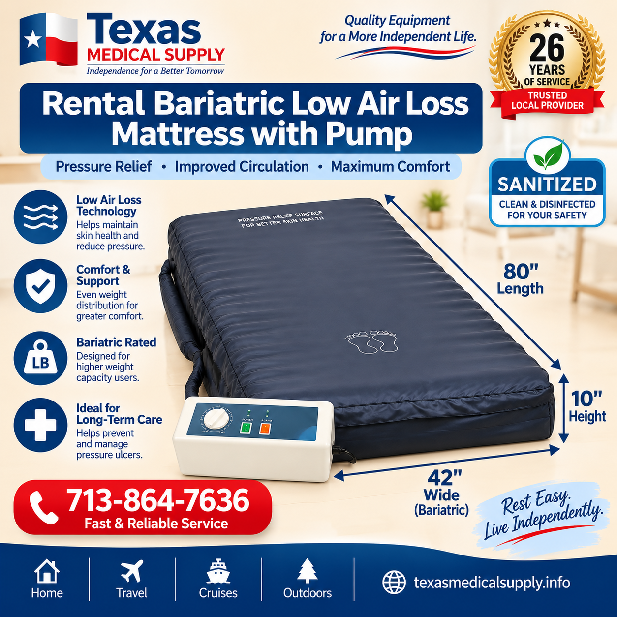 Rental Low Air Loss Mattress Bariatric