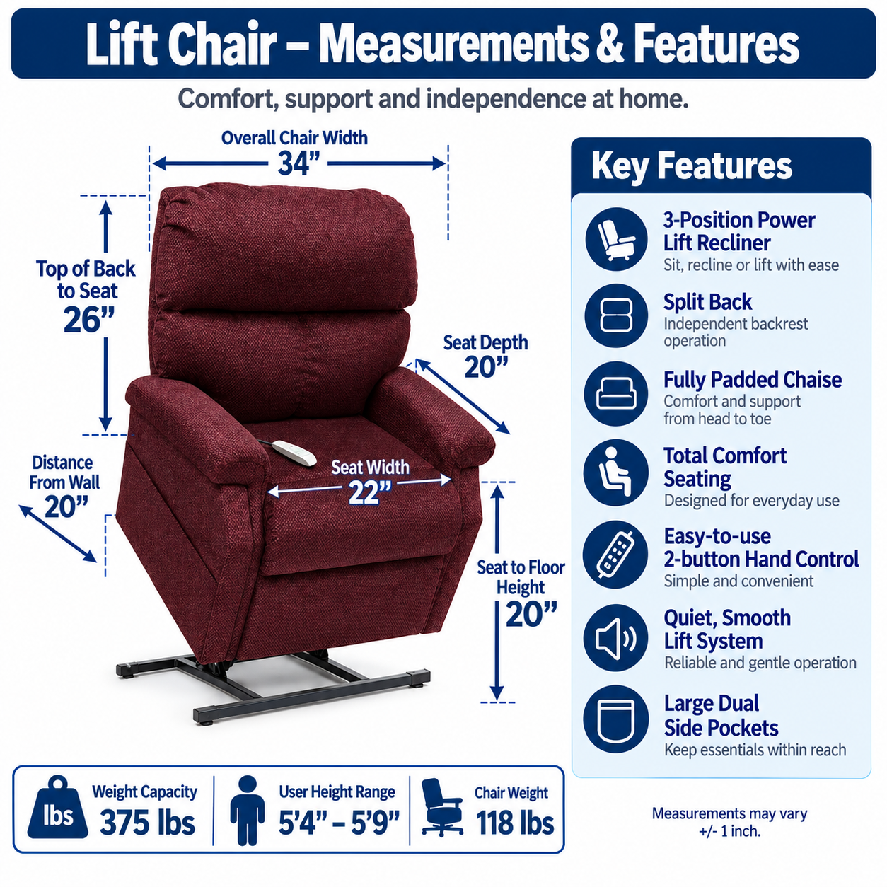 Rental Lift Chair 3 Position