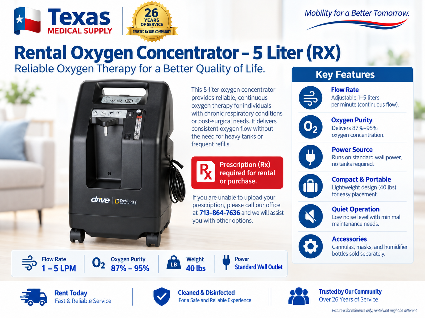 Rental Oxygen Concentrator 5L