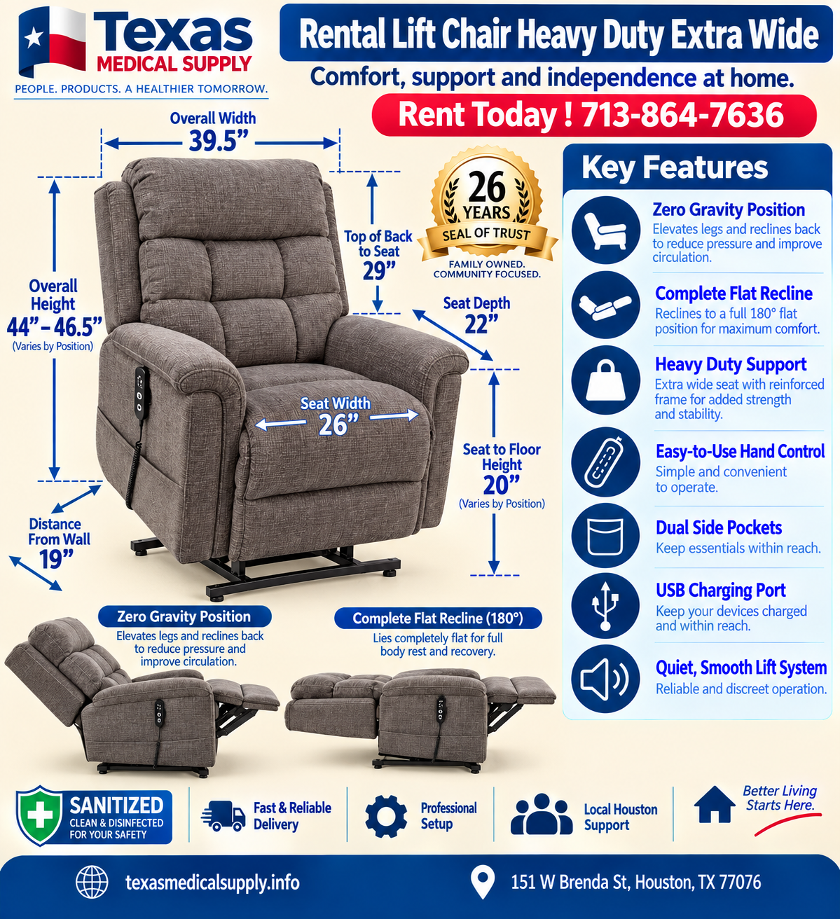 Rental Lift Chair Heavy Duty Extra Wide
