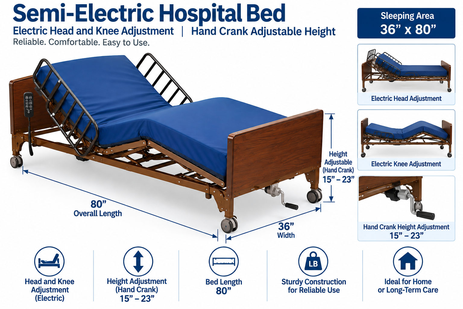 Rental Hospital Bed Semi-Electric