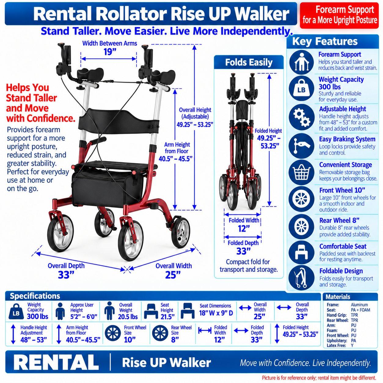 Rental Rollator Rise UP Walker