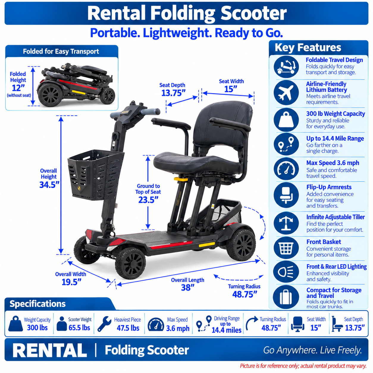 Rental Scooter Folding 60Lbs