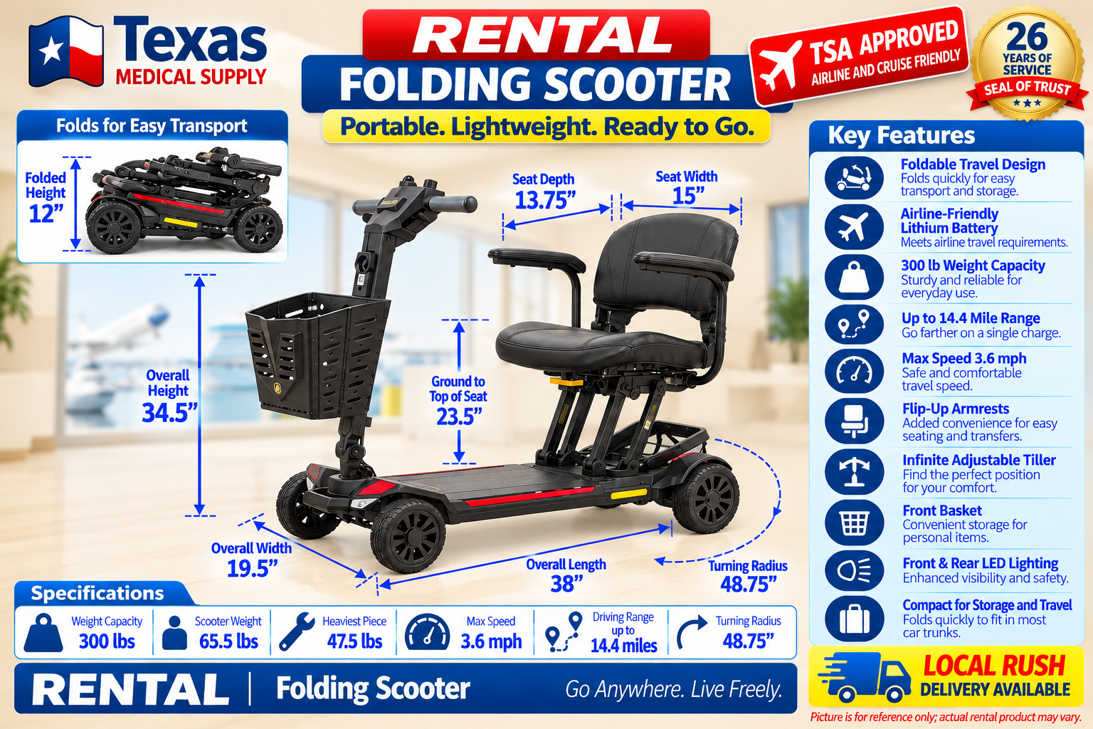 Rental Scooter Folding 60Lbs