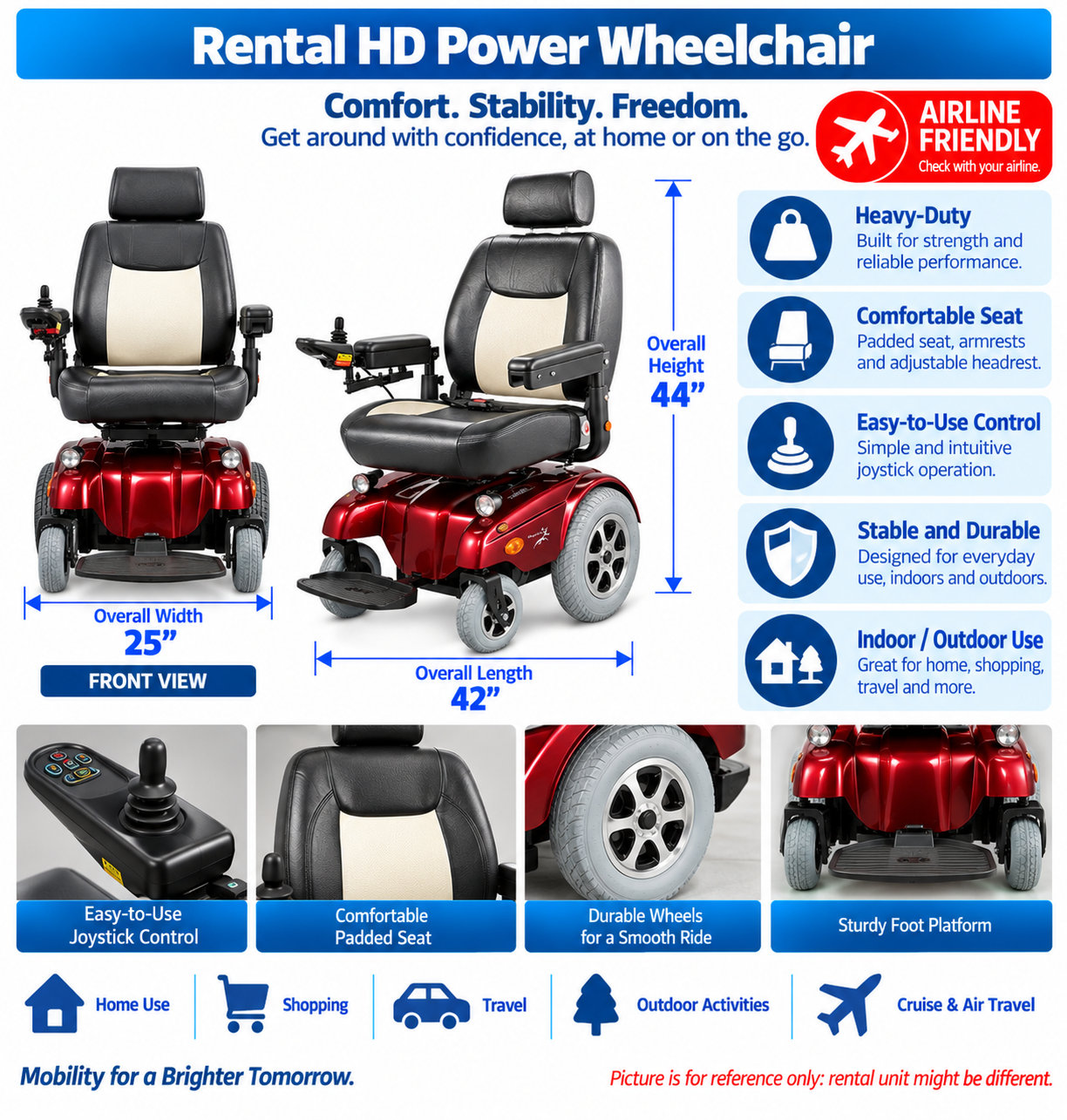 Rental Power Wheelchair Bariatric HD 450 Lbs Capacity