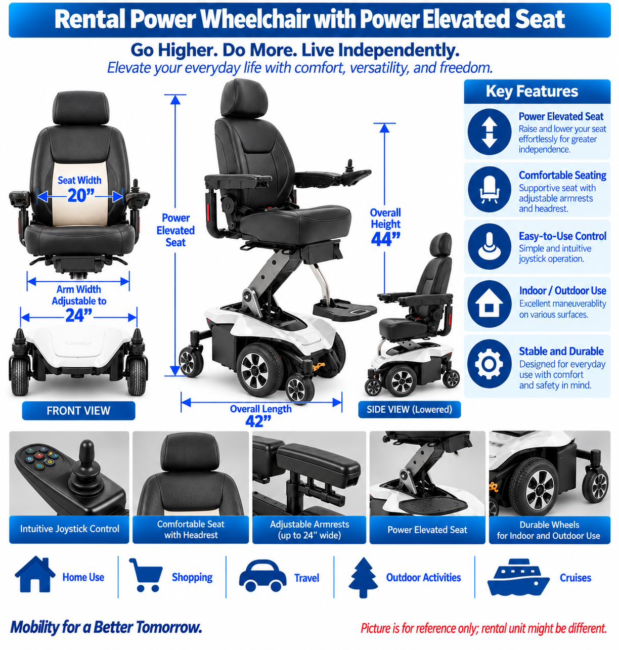Rental Power Wheelchair With Elevating Seat
