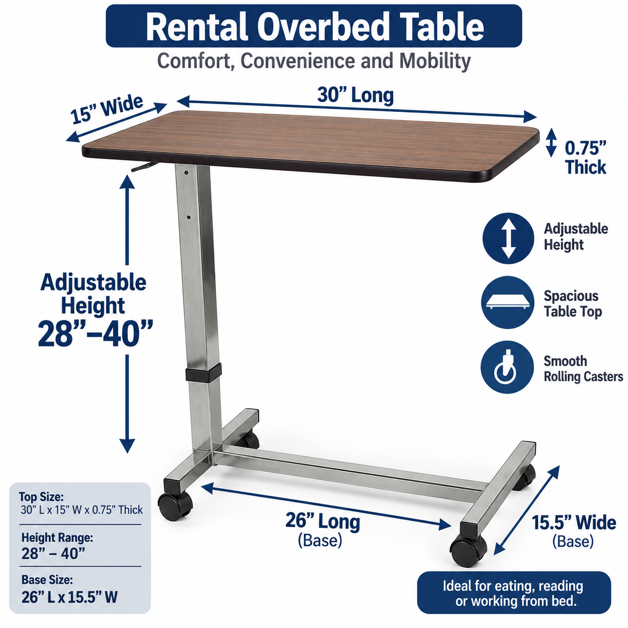Rental Overbed Table