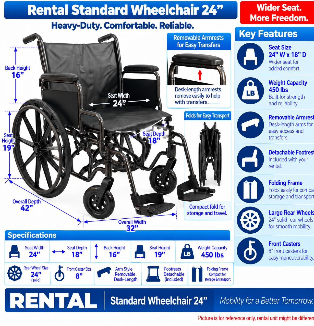 Rental Standard Wheelchair 24