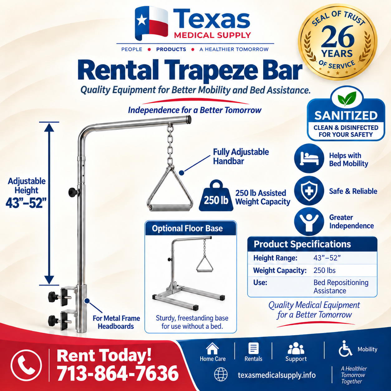 Rental Hospital Bed Trapeze Bar