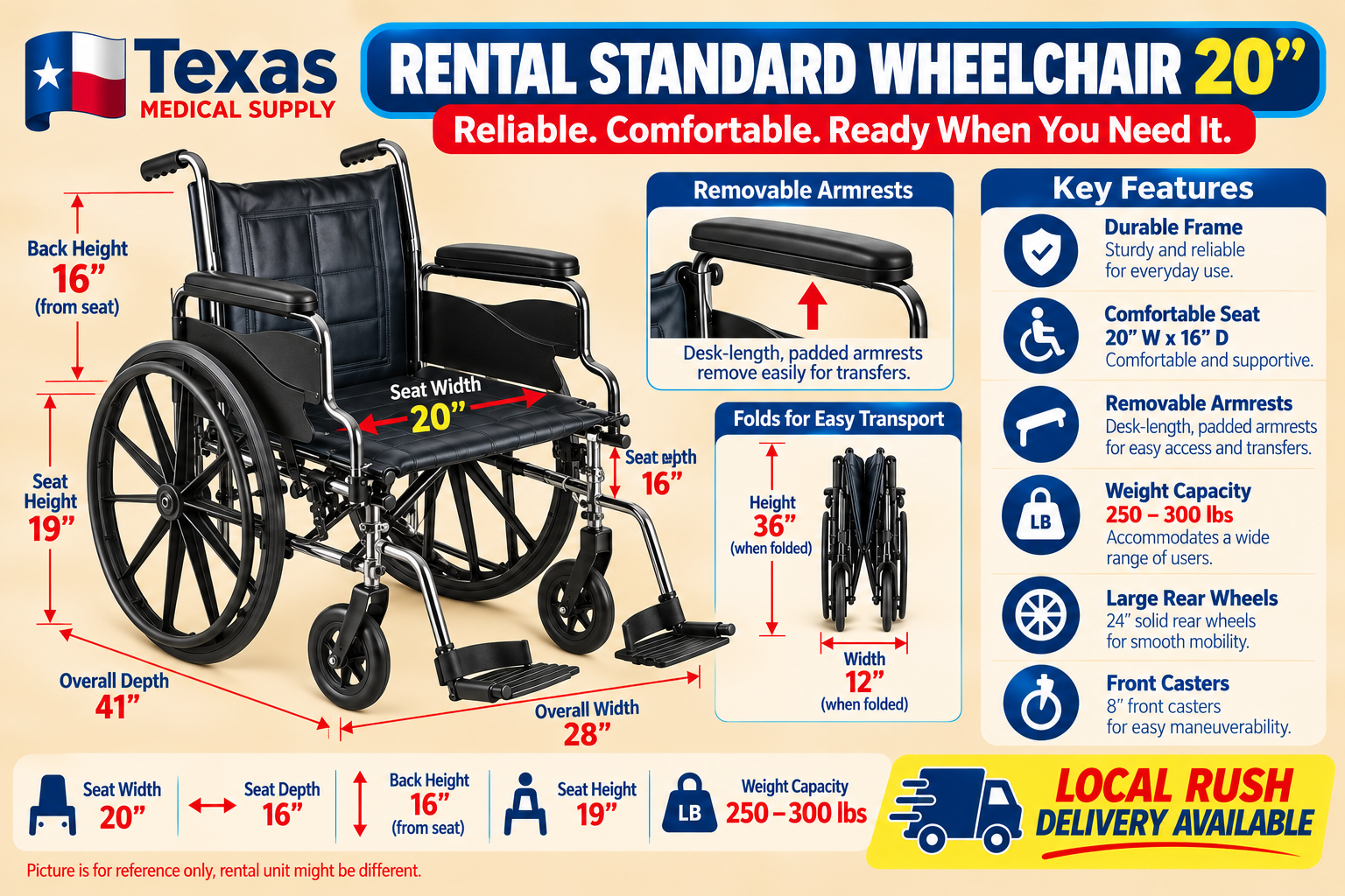 Rental Standard Wheelchair 20