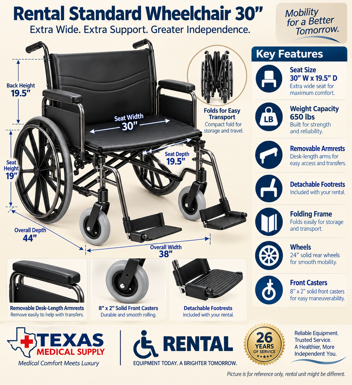 Rental Standard Wheelchair 30
